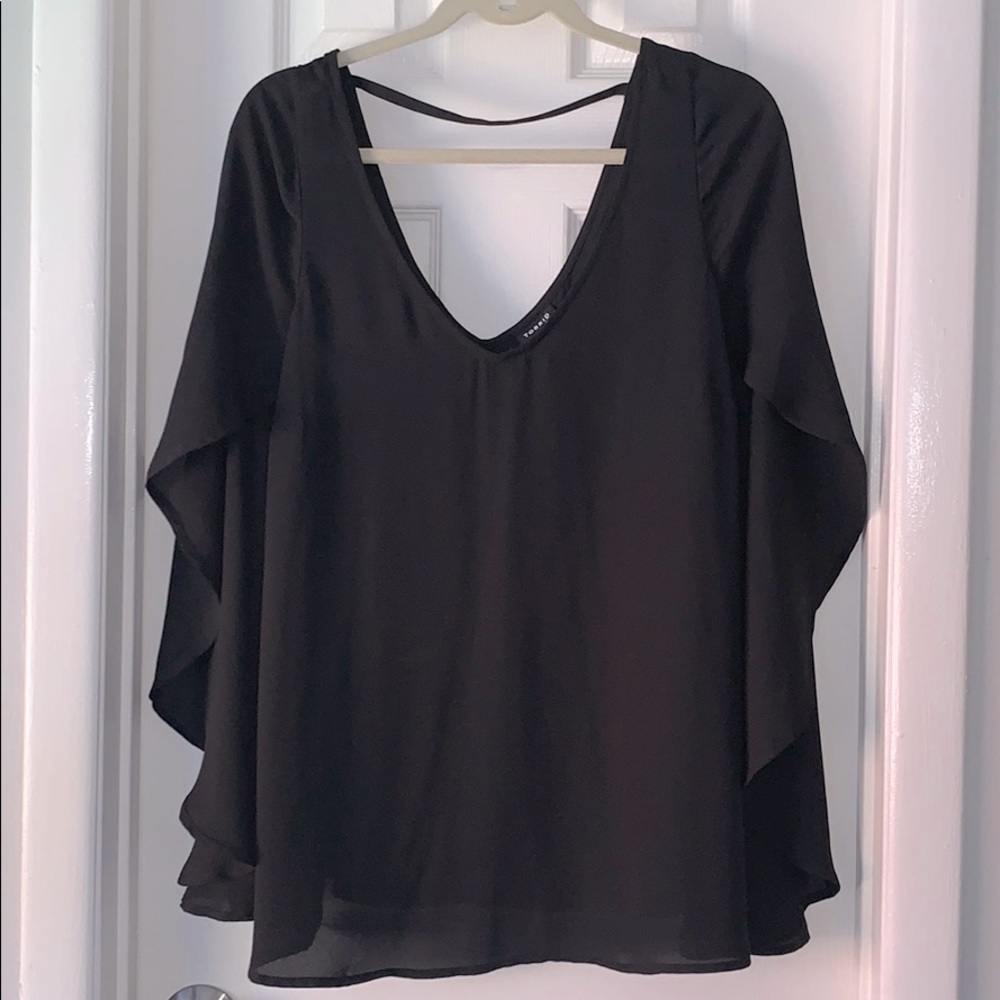 Torrid black sheer challis cape top NEW 1x